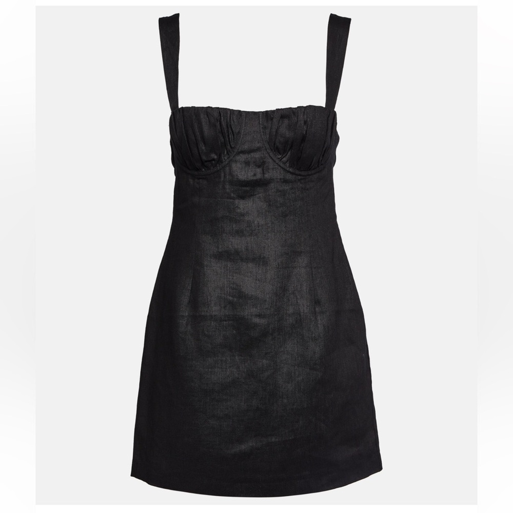 SIR the label Black Sleeveless Linen Mini Dress with Pleated Bust NWT - 0 / US 2
